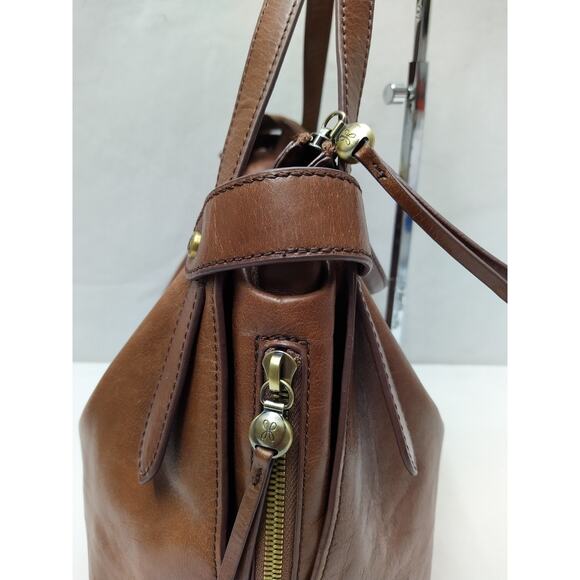 HOBO Brown Leather Double Handles Zipper Closure Shoulder Bag - Picture 5 of 16